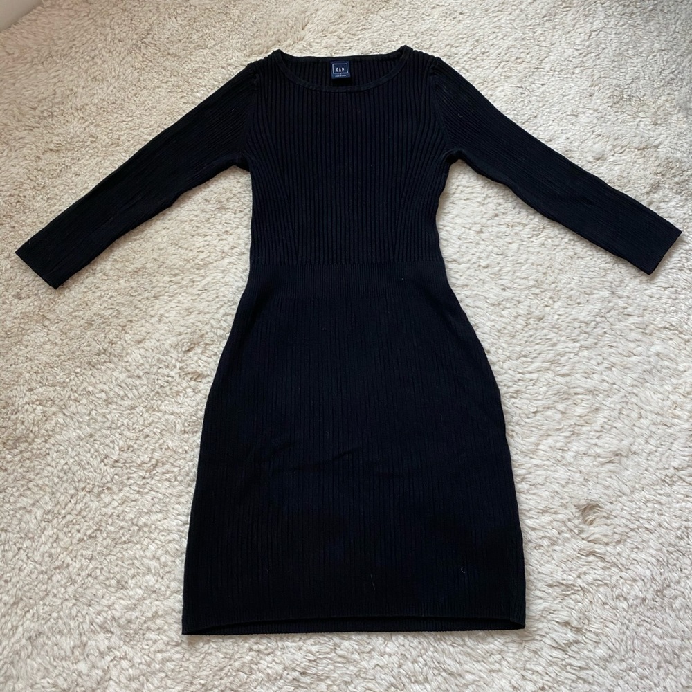 GAP Black Ribbed Sweater Dress